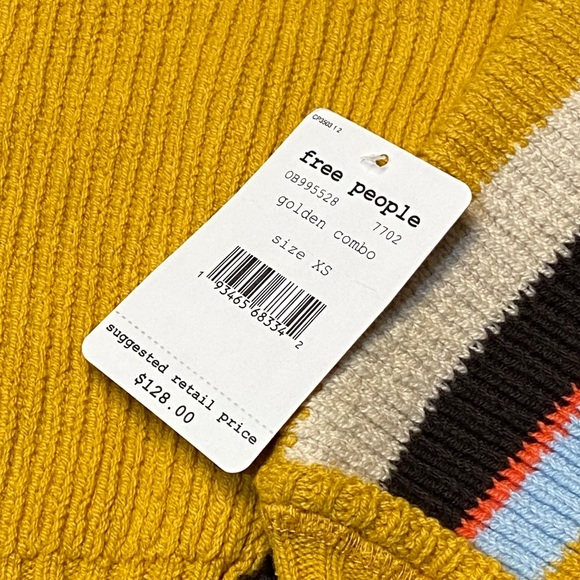 NWT Free People Striped retro-style zip-up Sweater - Picture 8 of 13